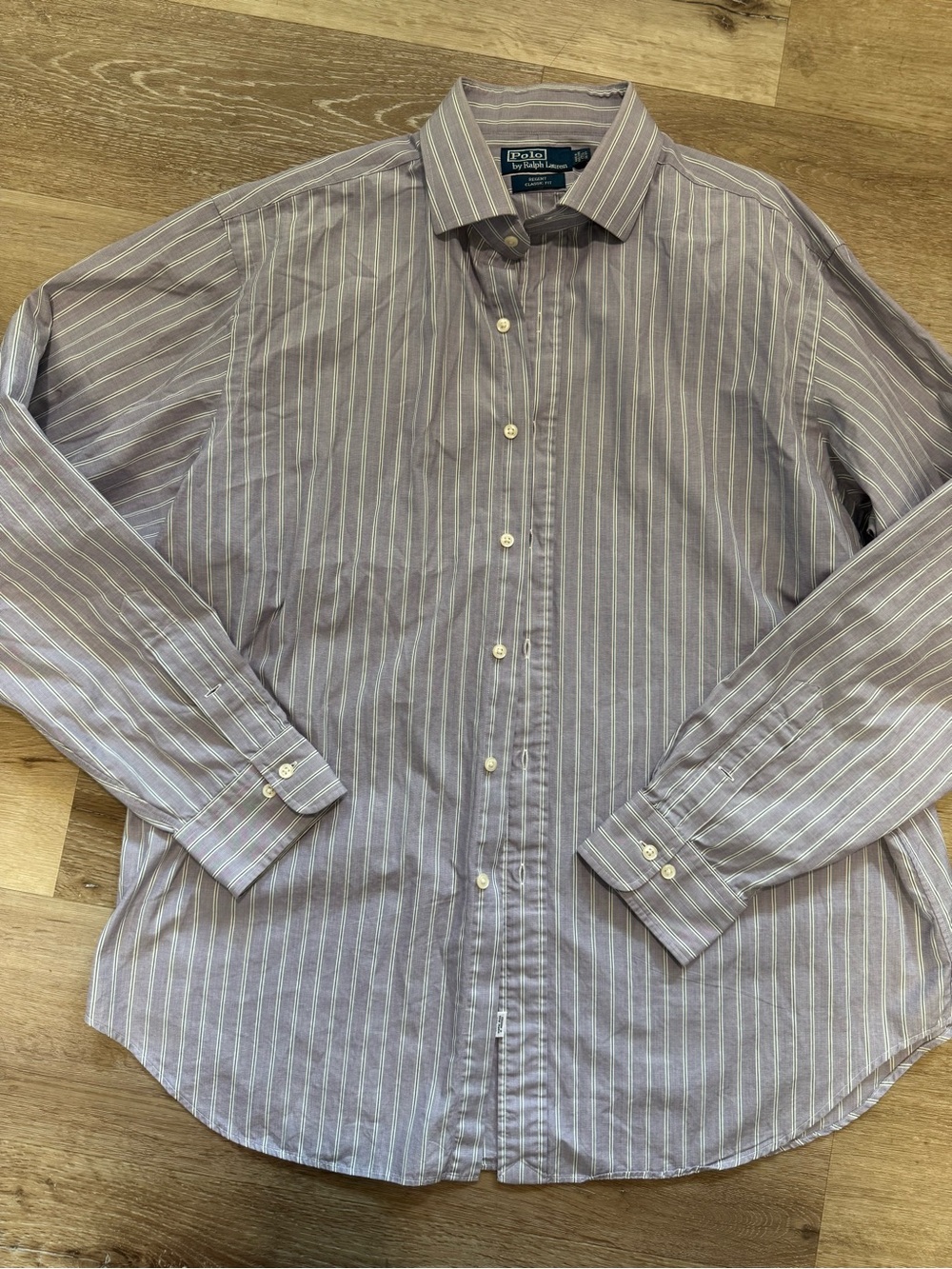 Ralph Lauren Lavender and White Striped Dress Shirt
